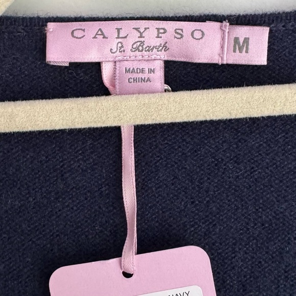 NWT Calypso St. Barth Navy 100% Cashmere Open Front Longline Cardigan M - Picture 5 of 7